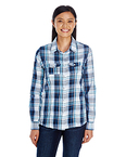 Ladies' Long-Sleeve Plaid Pattern Woven