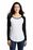 Sport-Tek  Ladies PosiCharge  Long Sleeve Tri-Blend Wicking Scoop Neck Raglan Tee | Black Triad Solid/ White Triad Solid