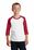 Port & Company Youth Core Blend 3/4-Sleeve Raglan Tee | White/ Red