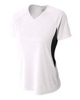 Ladies' Color Block Performance V-Neck Shirt